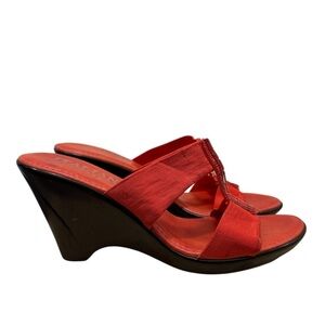 Italian Shoemakers Red Slip On Wedge Sandals 9